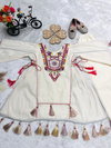 OC 225 Pure Khadi Cottan With Embroidery Sequence Work Kids Wear Girls Top With Plazzo Set Wholesale Clothing Distributors In India